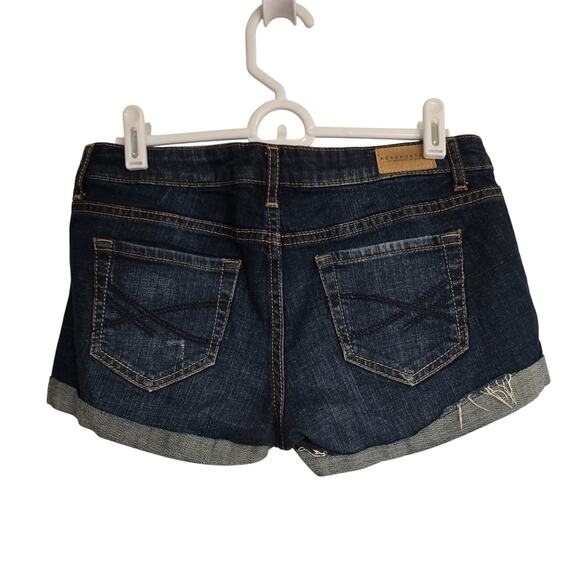 Women's Aeropostale Shorty Darkwash Distressed Denim Cuffed Jean Shorts | Size 2 - Picture 2 of 9
